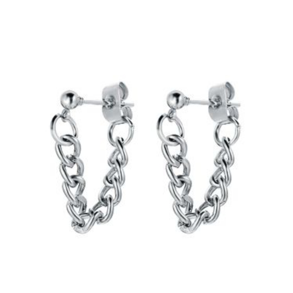 Silver Chain Link Dangle-Style Earrings